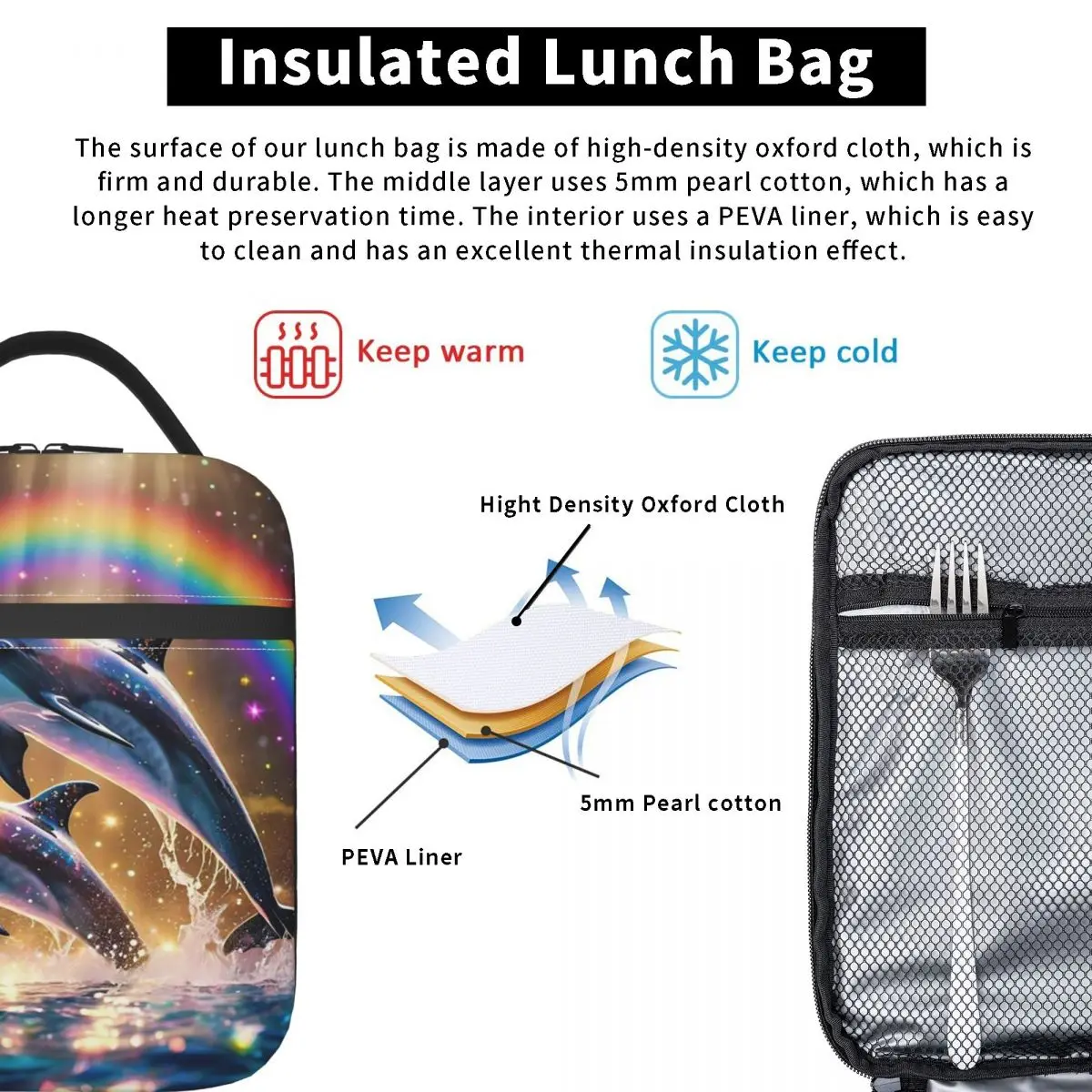Sunset Dolphins Dancers Sea Creature Dolphin Insulated Lunch Bag for Women Children Portable Food Boxes Thermal Lunch Box Tote