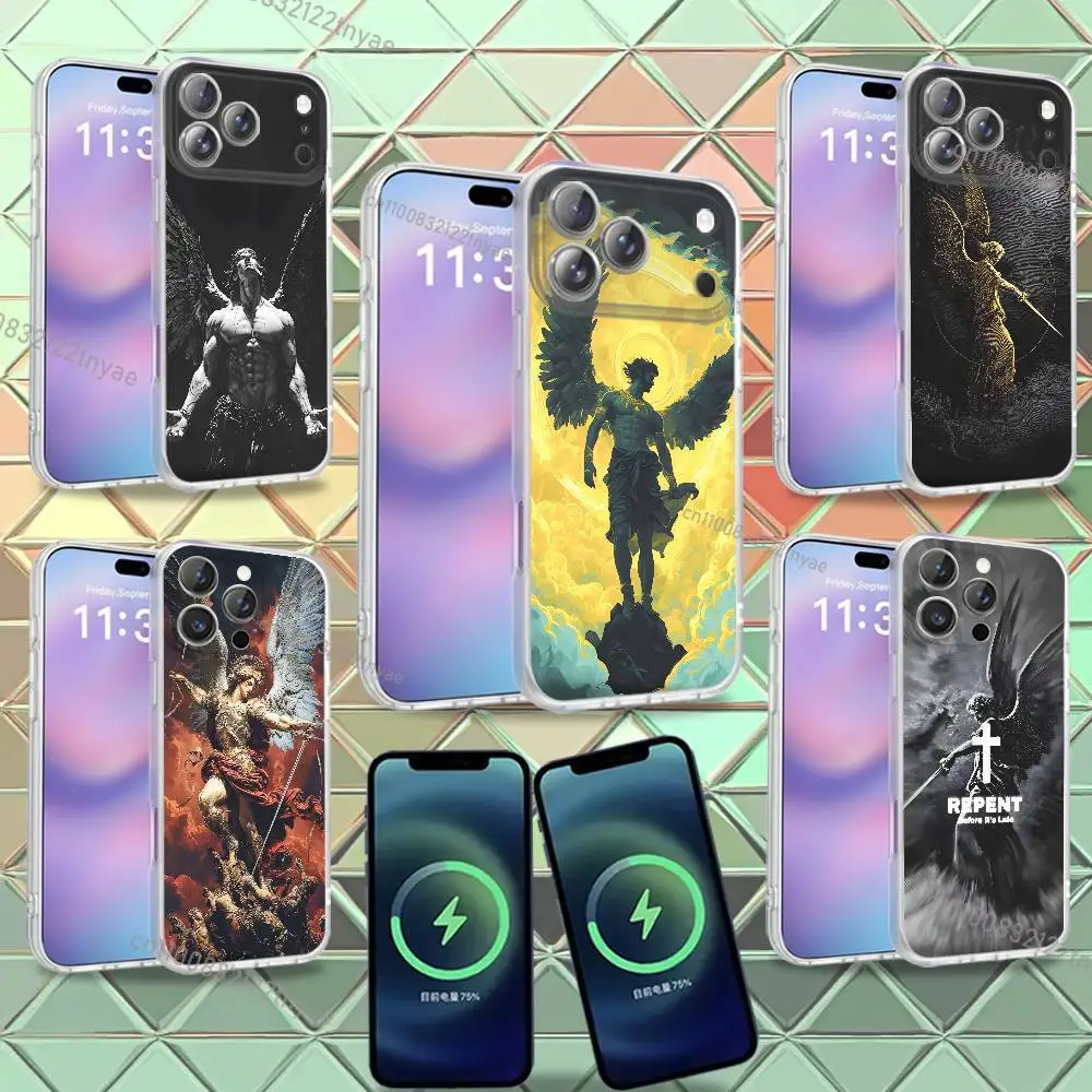 

Archangel Michael Cross Phone Case For iPhone 16,14,11,17,13,15,12,Air,Plus,Pro,Max,E,Mini Frosted for MagSafe Magnetic