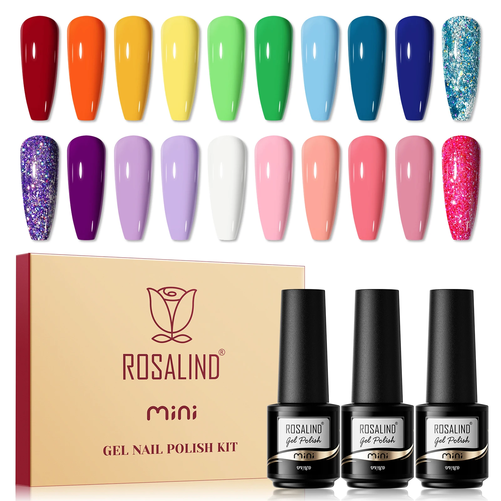 ROSALIND gel couture nail polish nail kits 20/30pcs purple gel nail polish set Semi Permanent glitter gel nail starter kit