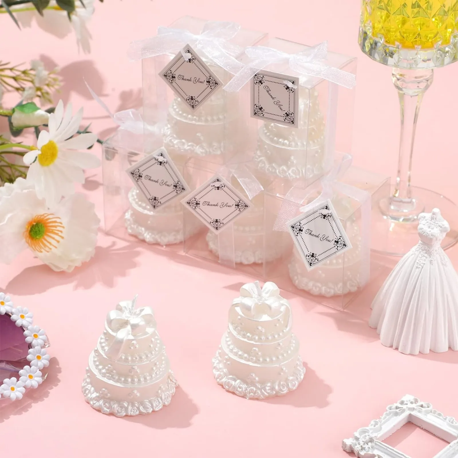 US 50 Pcs Wedding Favors Candles Bridal Shower Favors Candles Candle Favors Gift Cake Shape Candles White Cake