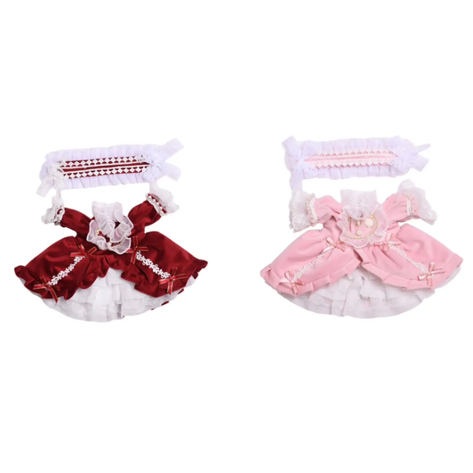 2 Pieces Dolls Princess Dress with Headband, Miniature Clothes Outfits for 38cm Dolls, Girls Dolls Halloween Gifts