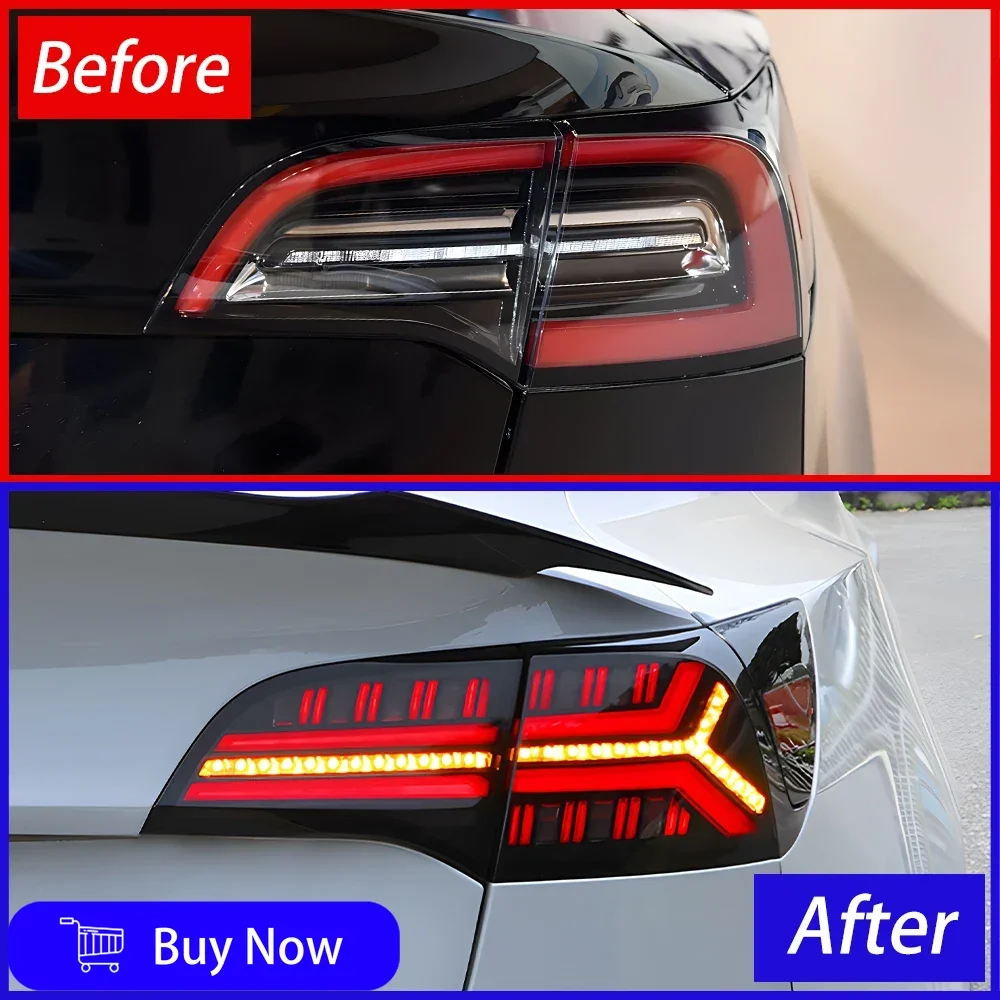 For Tesla Model 3 Model Y 2019-2023 Car Taillights Assembly LED Auto Rear Lamps Upgrade Dynamic Streamer Brake Light Accessories