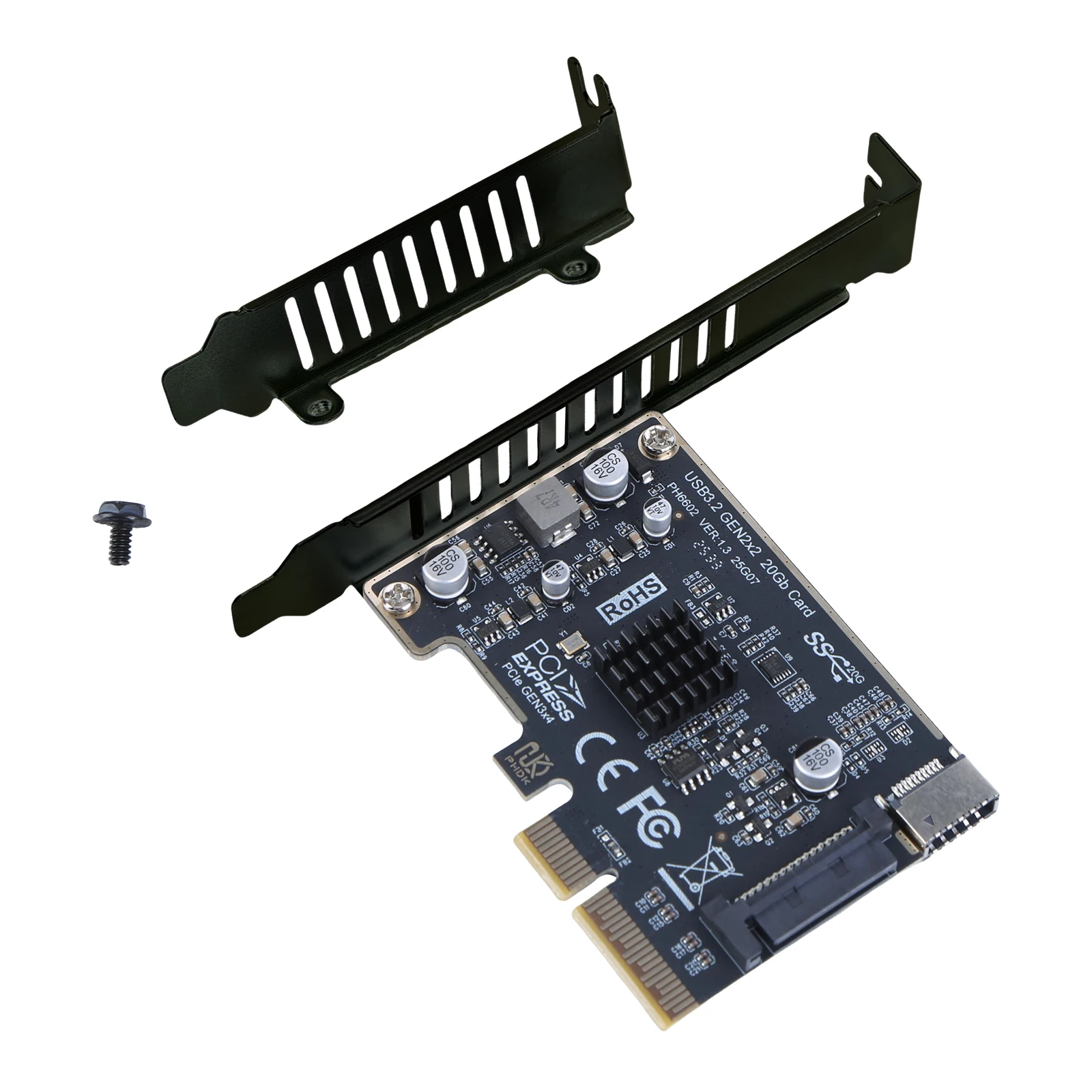 ASM3242 Chip Front Panel Adapter PCI Express X4 To Type E USB 3.2 GEN2 20Gb Riser Board Expansion Card Riser Converter