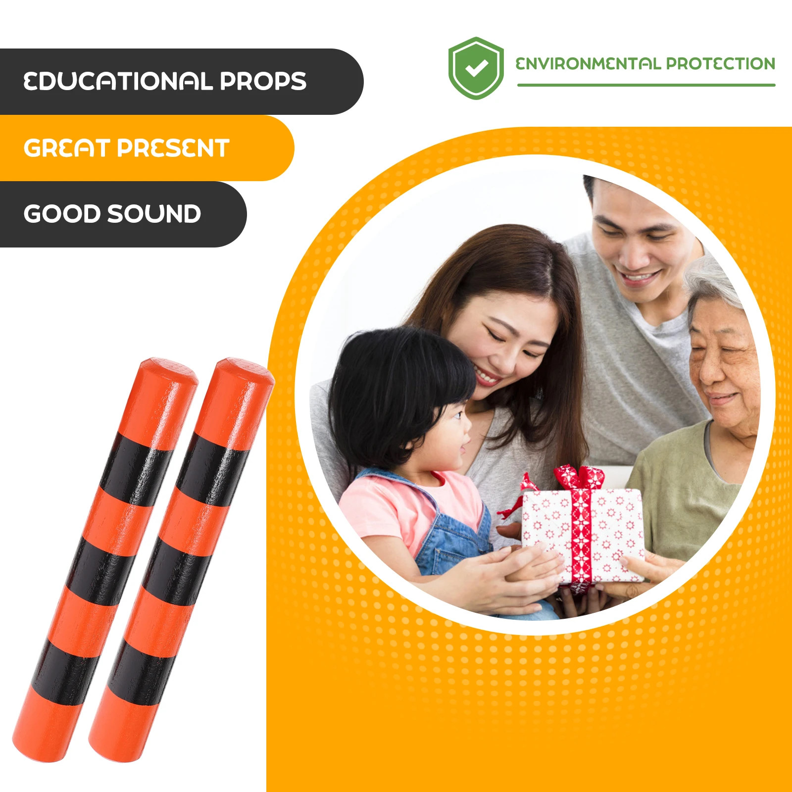 

Rhythm Stick Stripe Sound Kids Musical Instruments for Children Rattle Wood Percussion Toys