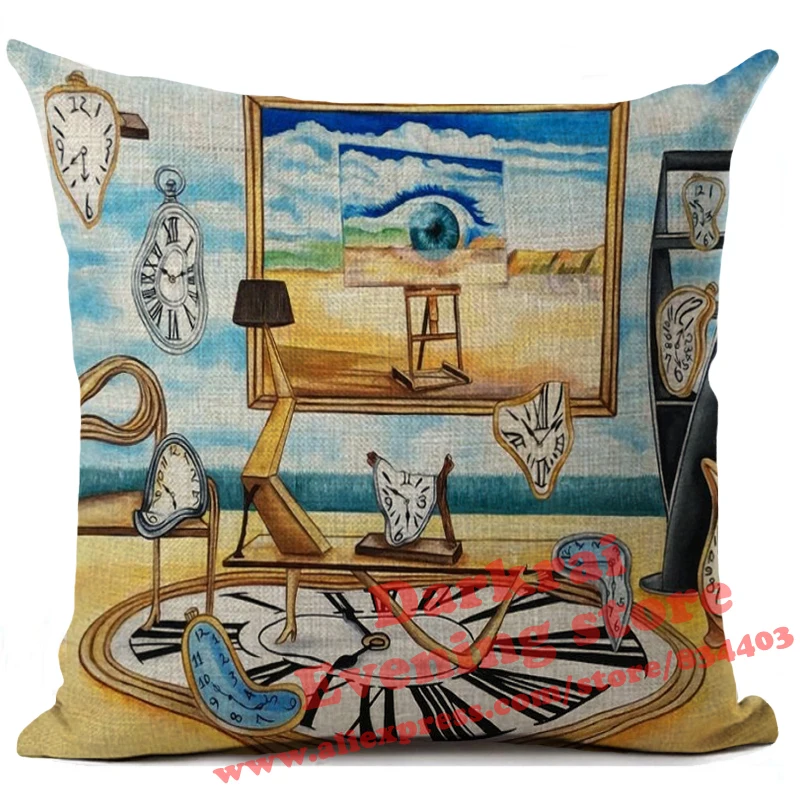 Salvador Dali Cushion Cover Home Decoration Living Room Sofa Pop Art Painting Throw Pillows Realism Artist Pillowcase