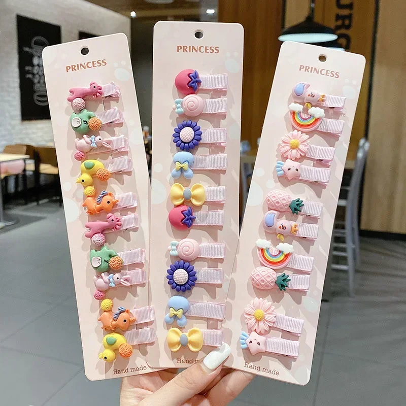 10 Pcs Children Cute Hairpins Fruit Hair Clips Set Baby Side Bangs Clip for Girls Headdress Kawaii Flower Baby Hair Accessories