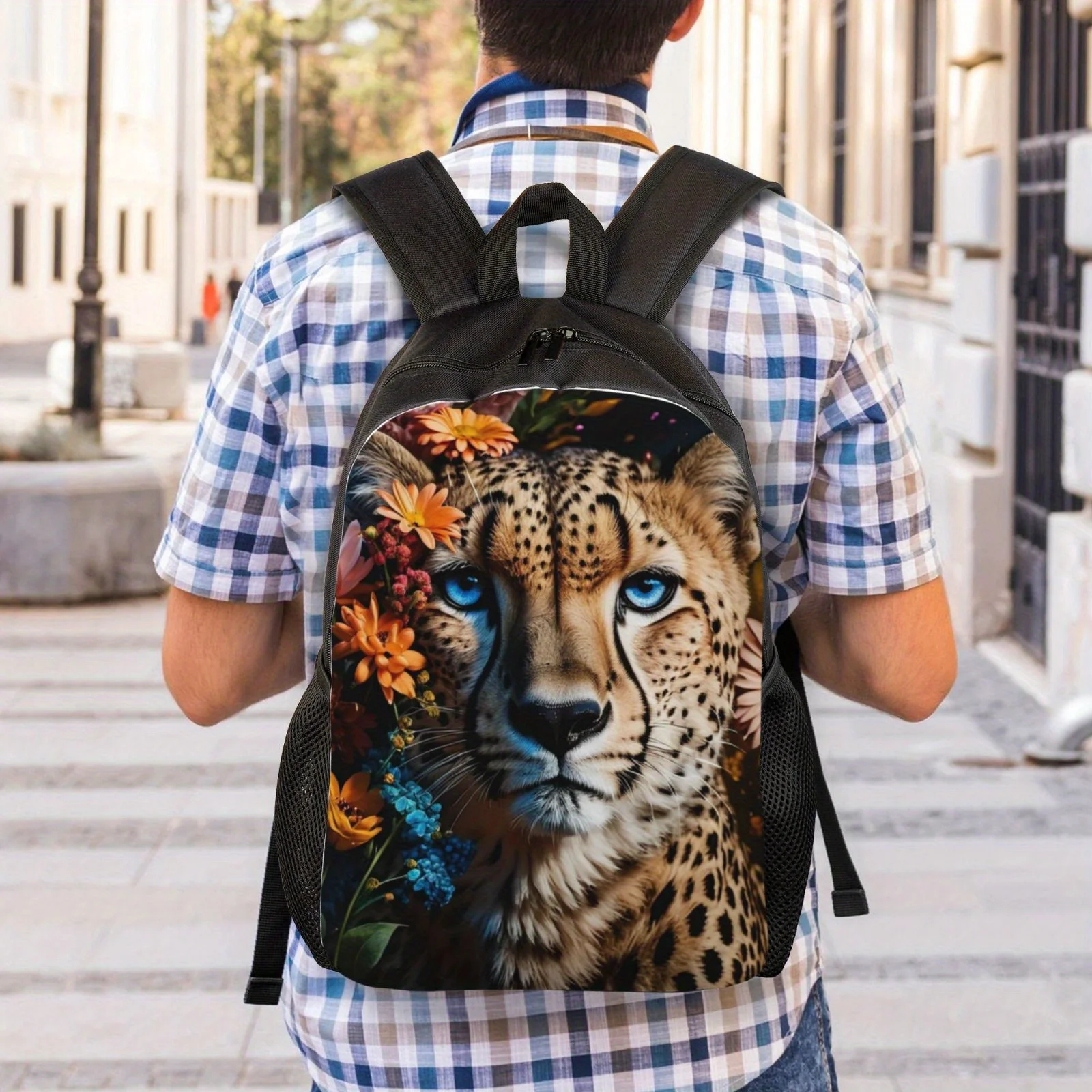 Stylish Leopard Print Zippered Backpack -Men's and Women's -Perfect for Outdoor Picnics, Parties, Traveling and Shopping