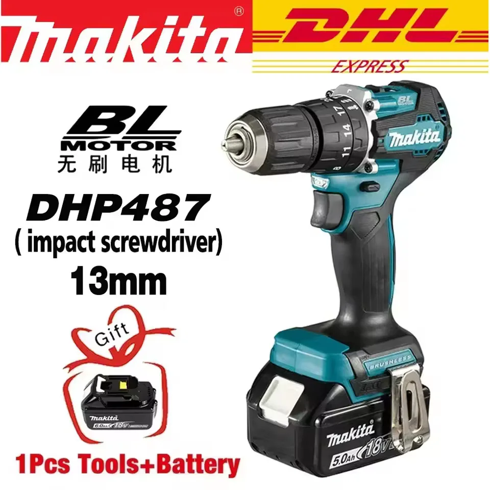 

NEW Original Makita DHP487 Cordless impact screwdriver drill Brushless Electric Impact Screwdriver 18V Rechargeable Power To