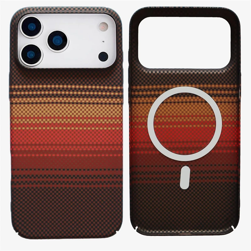 Stark magnetische Handyhülle mit Carbonfaser-Textur für MagSafe iPhone 17 Air 16 15 14 13 12 Pro Max Plus iPhone Air MagSafe Cover