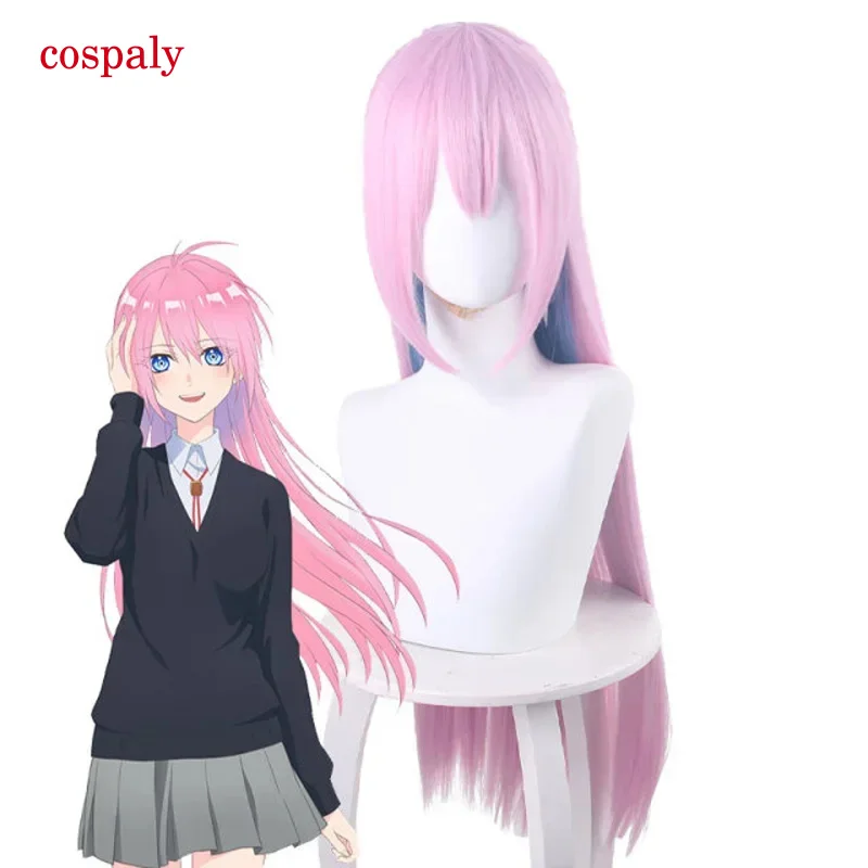 New Anime Shikimori'S Not Just A Cutie Wig Shikimori Micchon Cosplay Pink Blue Wig Long Straight Hair Free Wig Cap Fiber Hair