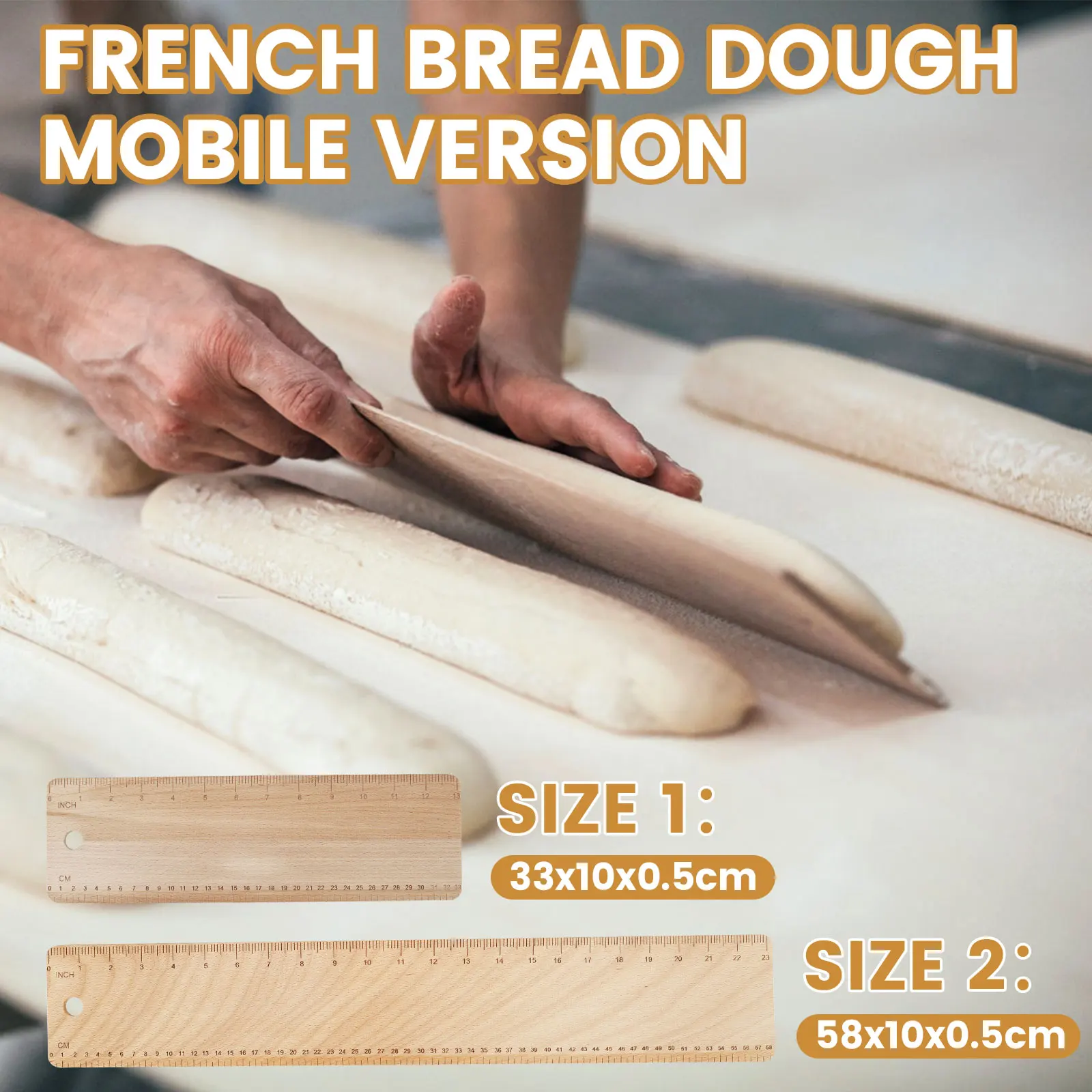 Tabla de lanzamiento de masa Baguette para transferencia de pan francés, almohadilla de transferencia de madera, herramienta de cocina para pan tostado y postre, 13/23 pulgadas