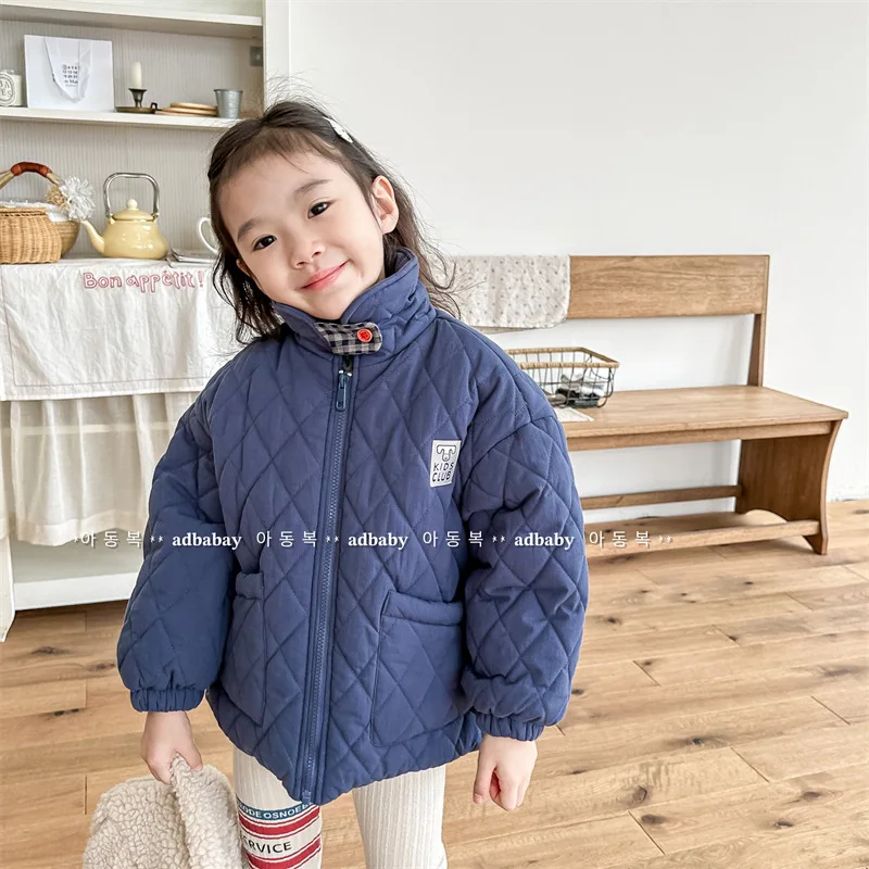 

Осенне-зимняя стеганая куртка для девочек, теплое пальто, однотонное новое модное детское пальто с высоким воротом, корейская версия от 7 до 12 лет