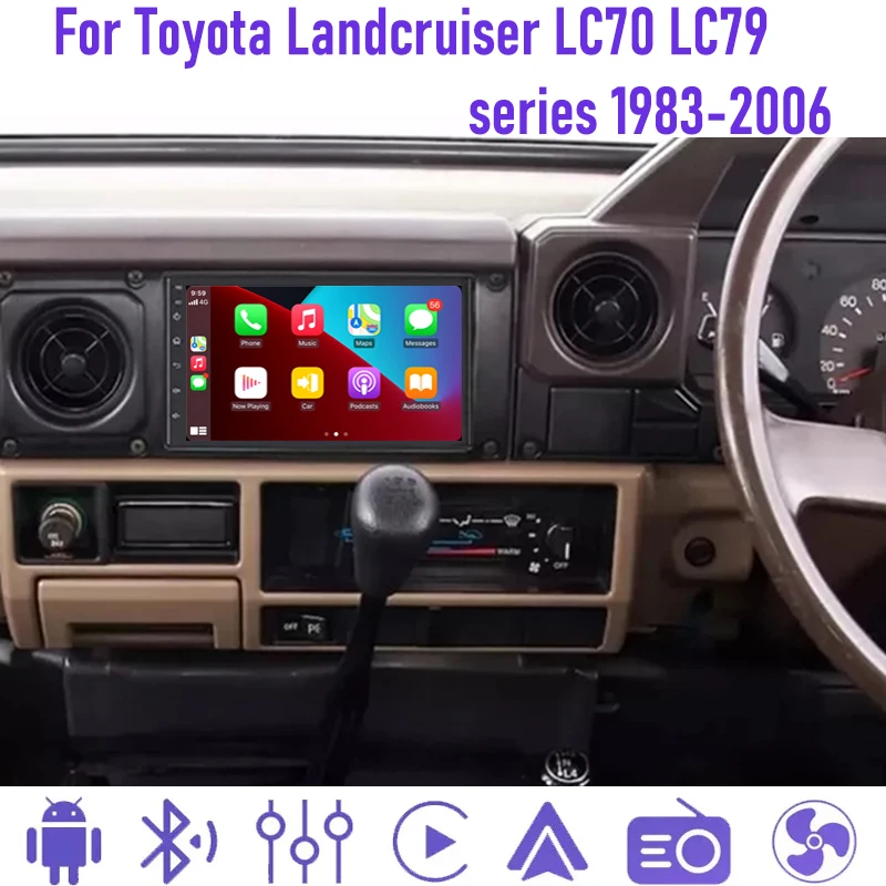 

7" For Toyota Landcruiser LC70 LC79 series 1983-2006 Car Radio Wireless Apple Carplay Android 13 Auto Stereo GPS Navi 4+64GB BT