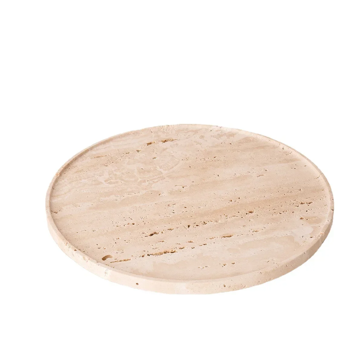 Wabi-sabi Natural Travertine Stone Tray for Kitchen Bathroom Perfume Table Docorative Japanese Home Storage Round Tray Ornaments