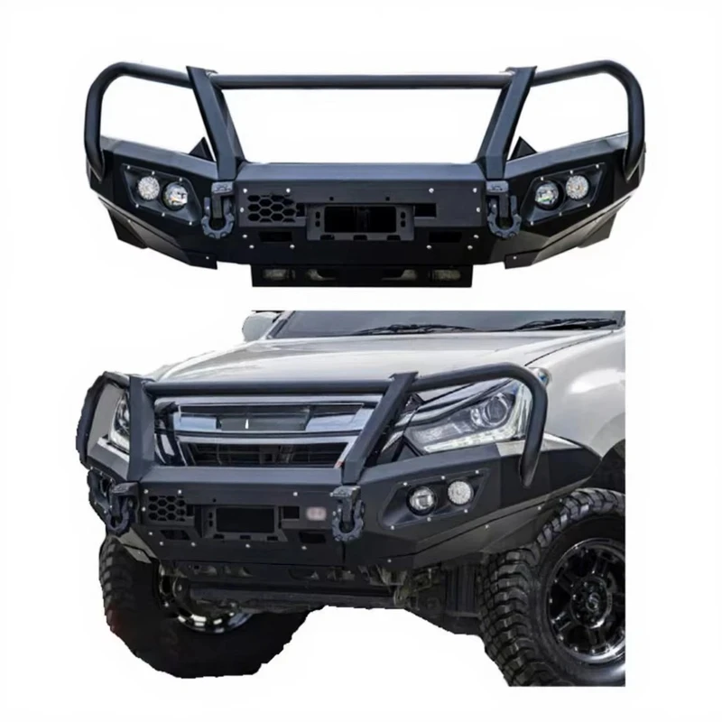 Car Accessories Steel Bull Bar Heavy Duty Front Bumper With Light Bracket Winch Mount Fit Dmax 2019-2020 4X4 Pickup Off-Road Pro