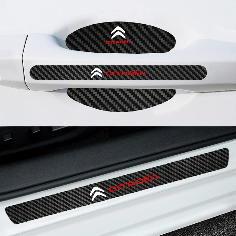 Car Door Handle Protective film Carbon fiber Door Door Threshold Anti-scratch Sticker For Citroen C3 C4 DS4 C5 C5X C-Quatre