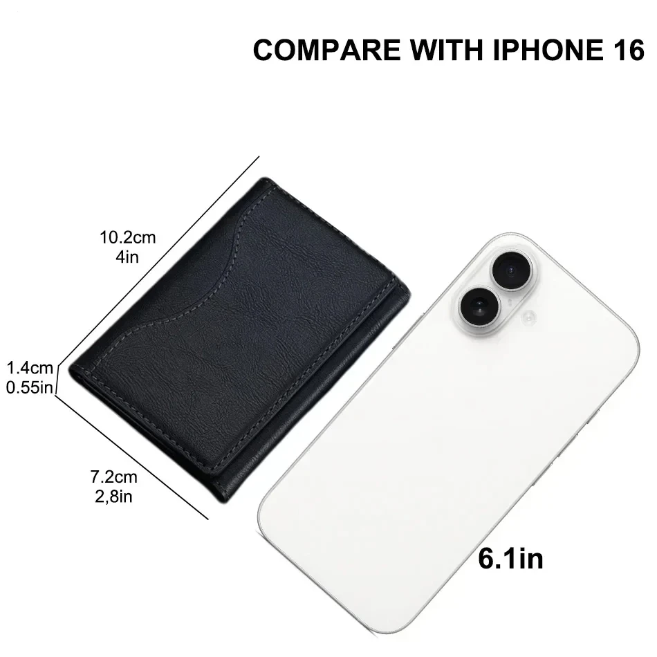 Dompet Kartu Magnetik Kulit PU Unisex Men Magsafe Card Holder untuk Apple iPhone 16 15 14 13 12 Pro Max Mini