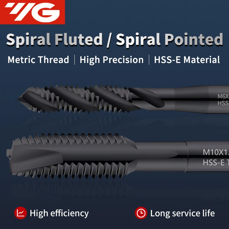 

1 шт. YG HSSE INOX T1121/T1191-SP T1022/T1023-PO Метрический стандартный машинный метчик без кольцевого паза, спиральный/конический, M25-M30