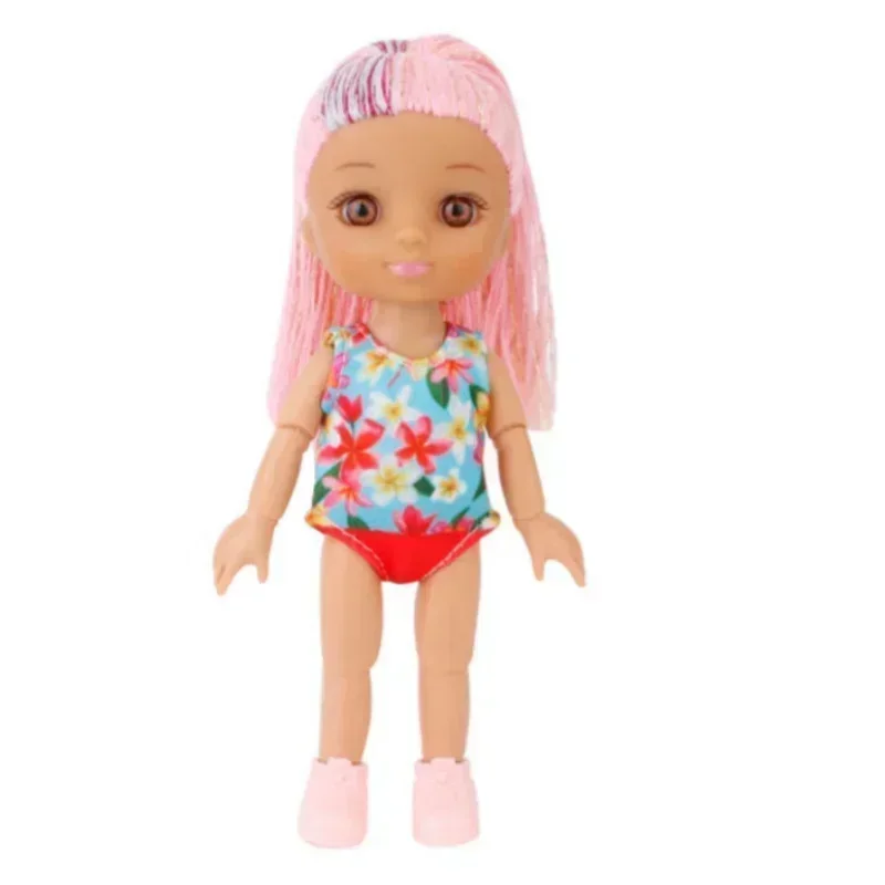 Mini 16cm Doll and Clothes 3D simulation eye Multi joint movable hinge doll Multi-color Hair Girls DIY Toys Birthday Gifts