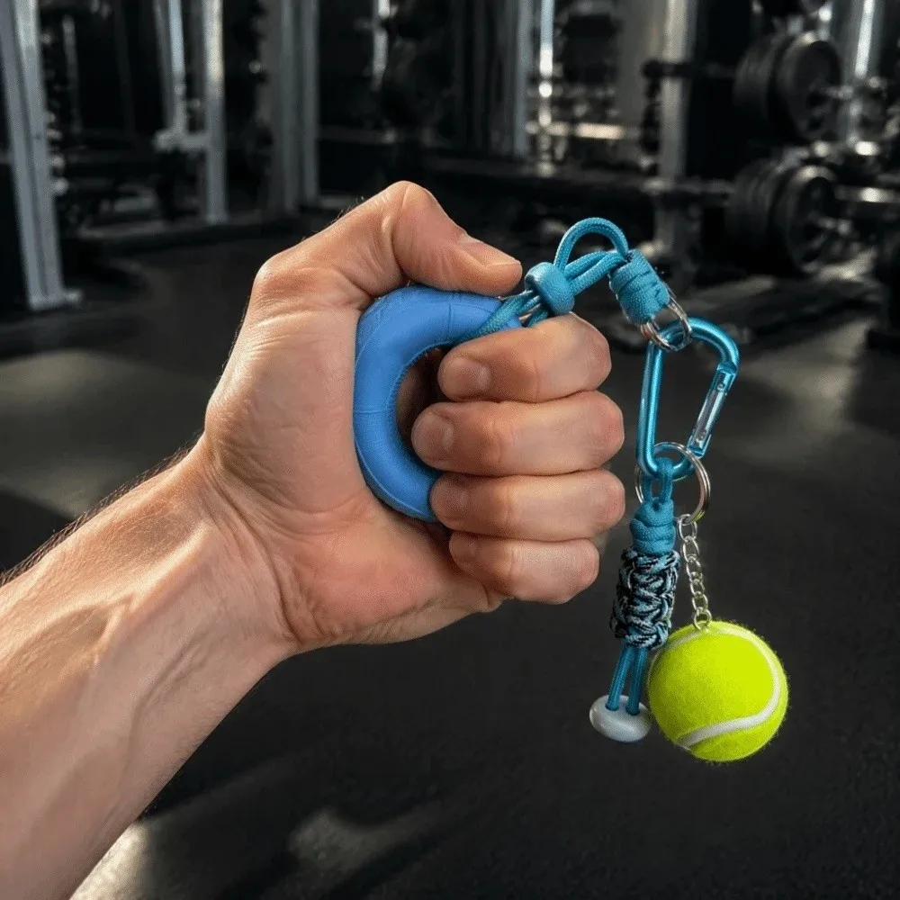 Soft Squeezable Material Grip Strength Trainer Tennis‑Shaped Creative Design Fidget Keychain Compact Lightweight