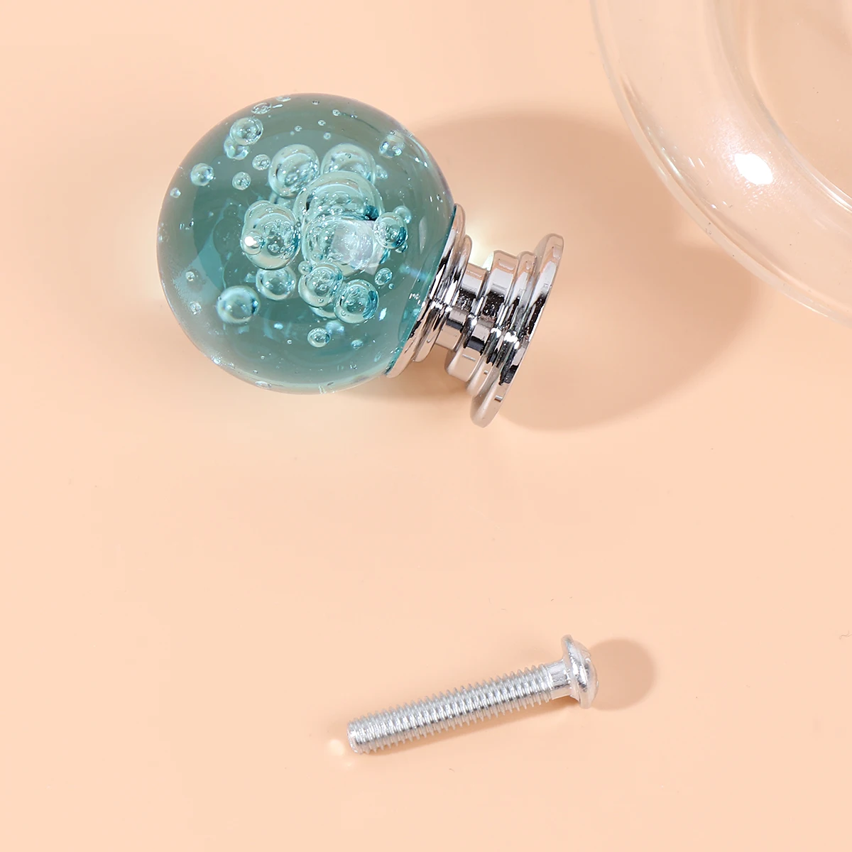 

4Set Furniture Handles Bubble Ball Cabinet Knob Aluminum Alloy Drawer Pull Modern Home Office Decor Turquoise 1 Screw