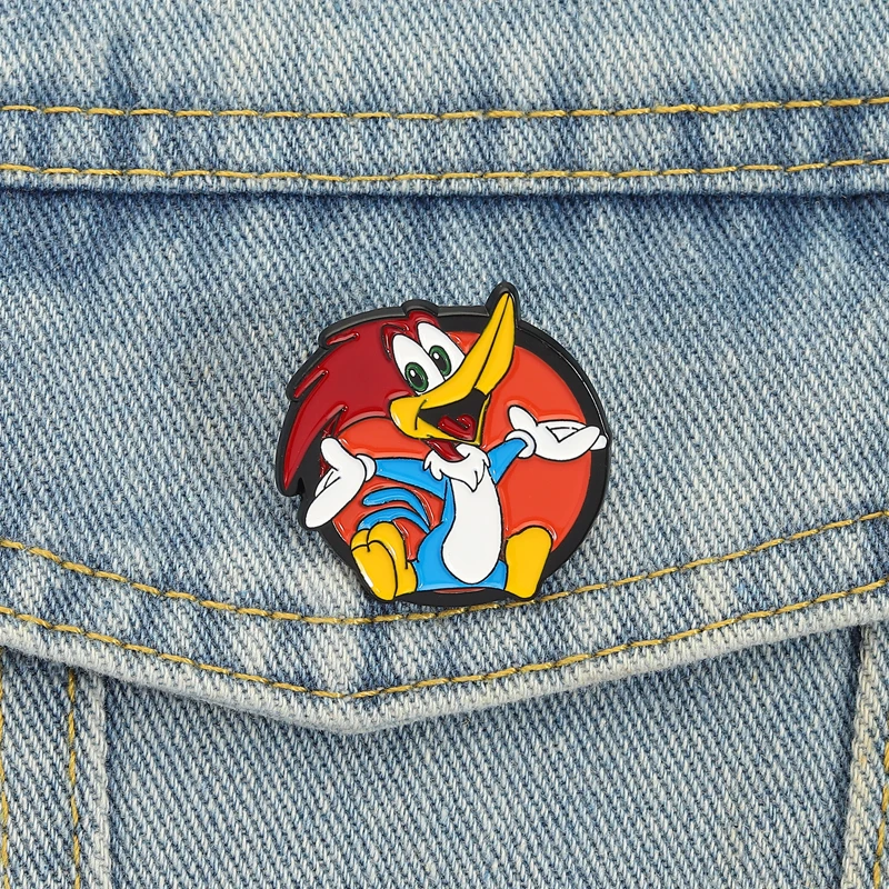 Specht Emaille Pins Retro TV Serie Charakter Broschen Revers Abzeichen Cartoon Tier Schmuck Geschenk für Fans Freunde