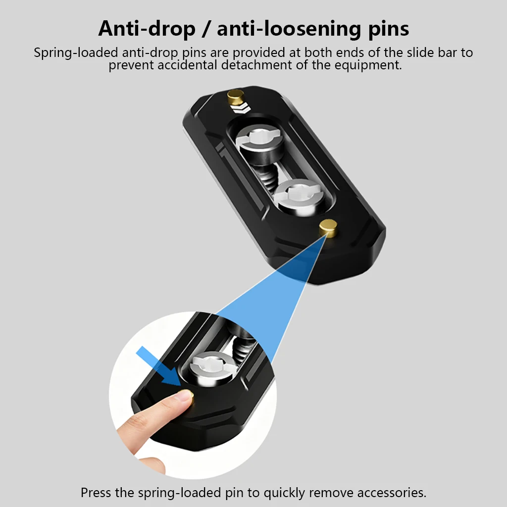 BGNing 1/4-Zoll-NATO-Schienen-Schnellwechselplatte mit Doppelschrauben-Anti-Drop-Positionierstift für DSLR-Kamerakäfige und Video-Produktionsrigs – Detail 11
