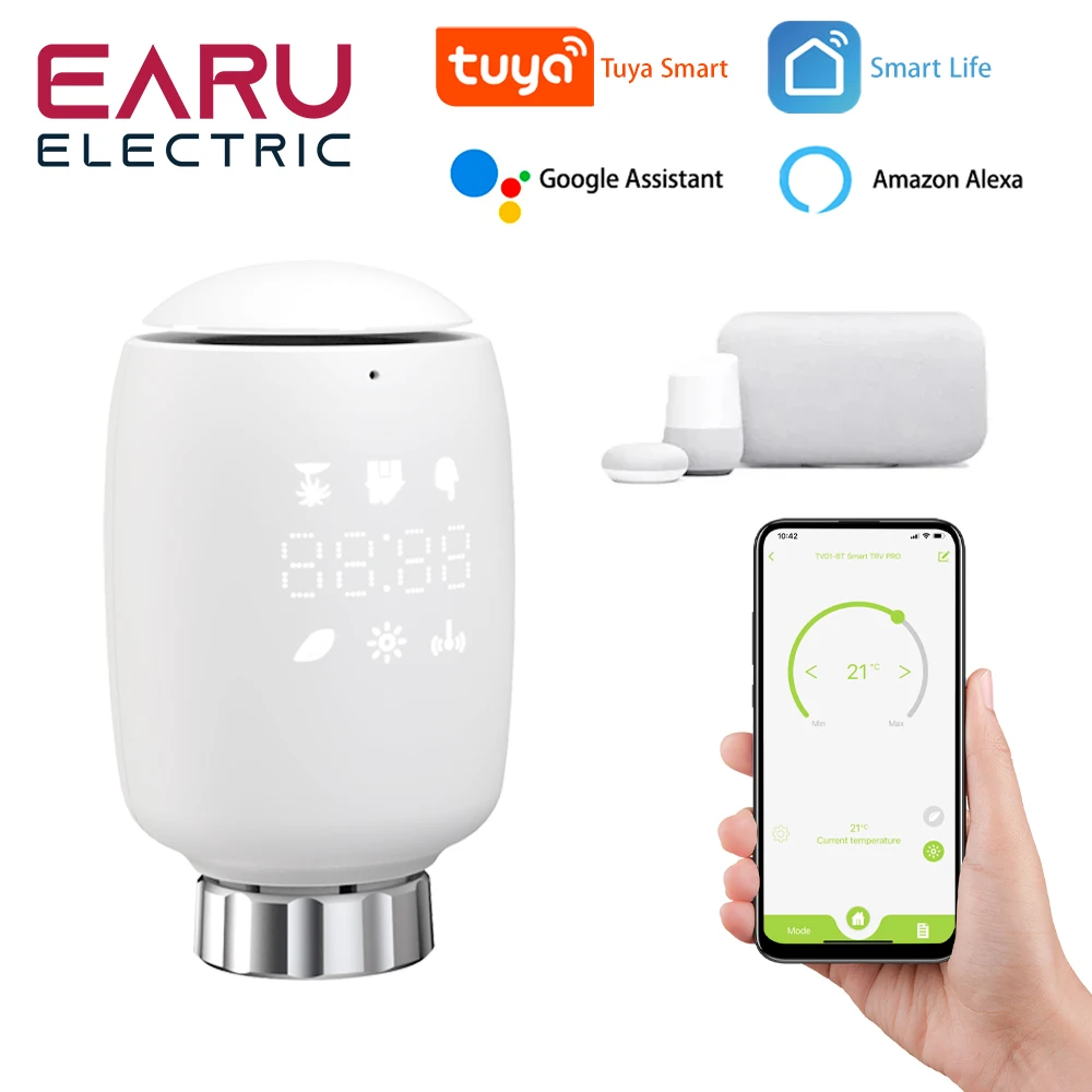 

WIFI Tuya Smart Radiator Actuator TRV Programmable Thermostatic Radiator Valve App Remote Temperature Controller Support Alexa