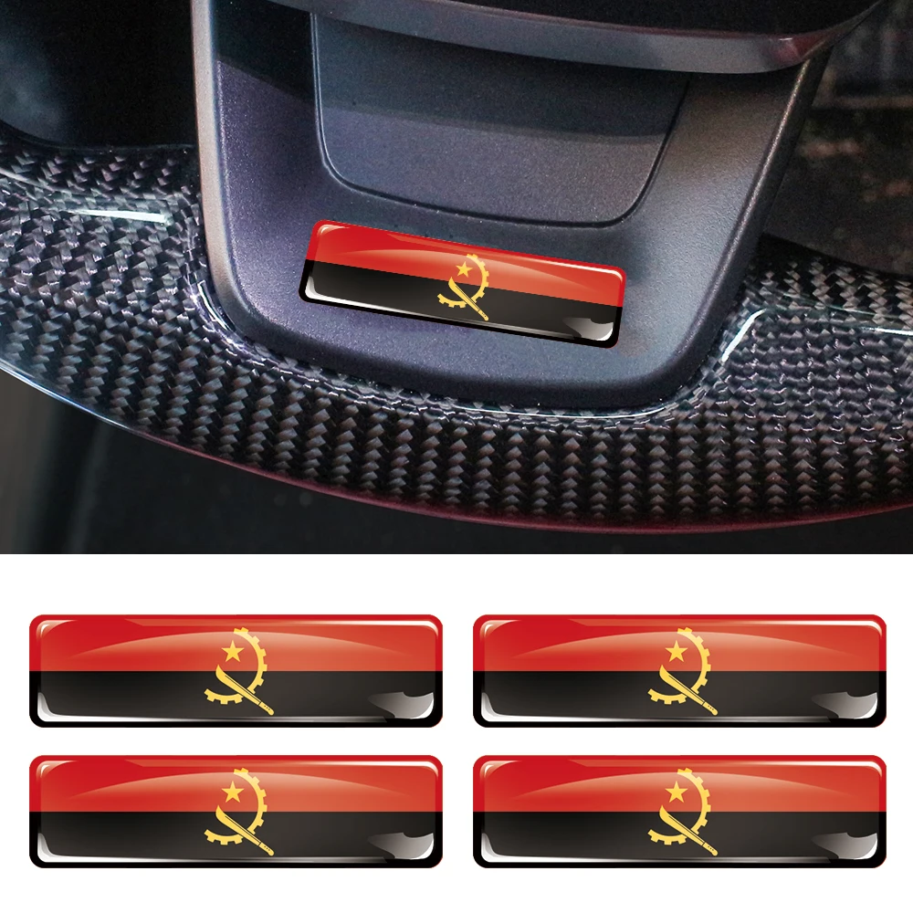 Angola Flag 3D Epoxy Resin Decorate Car Sticker Car Window Buttons Steering Wheel Center Console Panel Motorcycle Fuel Tank