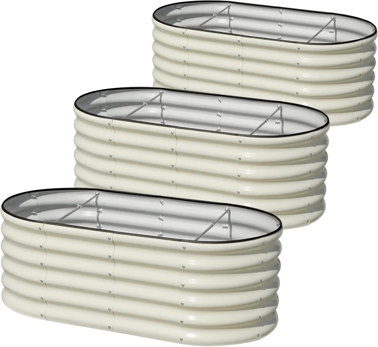 

4x2x1 17" tall Galvanized Metal Raised Garden Bed Planter Box 3 Pack for Plants, Vegetables, Fruits