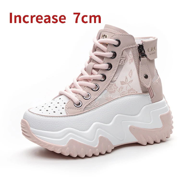 

Shoes for Women Bilateral Zipper White Platform Shoes Woman 2024 New Pink Sneaker Increase Leather Running Shoes Summer Spring