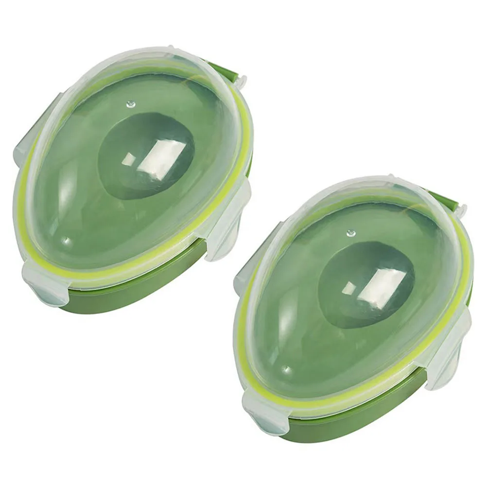 

2 Pcs Avocado Fresh Box Sealed Container Wear Resistant Silica Gel Protector Transparent Design Storage Solution Healthy