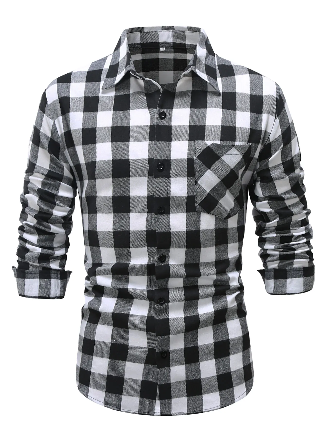 Classic Plaid Shirt, Men\'s Casual Long Sleeve Plaid Button-Down Shirt Regular Plaid