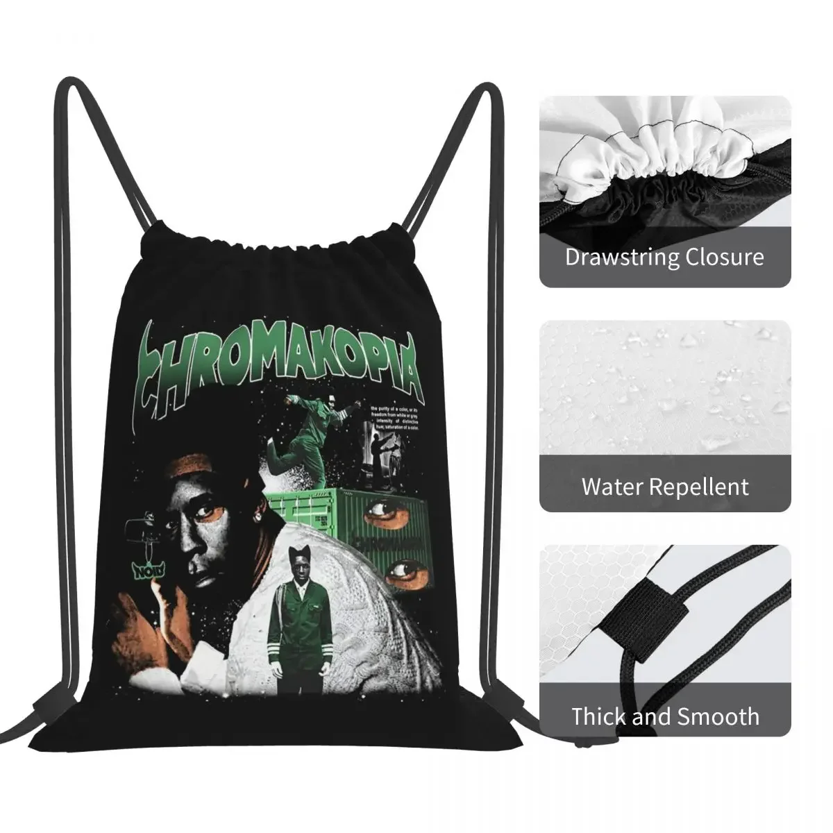 Chromakopia Stylish Tylers The Creator Backpacks Fashion Drawstring Bundle Pocket Shoes Bag Tas Buku Untuk Pelajar Perjalanan