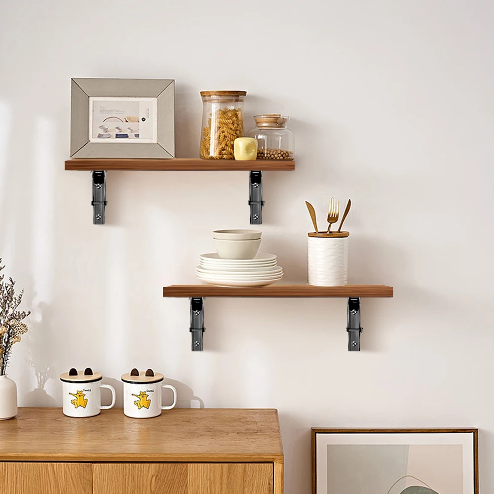 

2Pcs Folding Shelf Brackets Max Load 90kg/198lb Collapsible Shelf Bracket Heavy Duty Wall Mounted Shelf Bracket for Bench Table