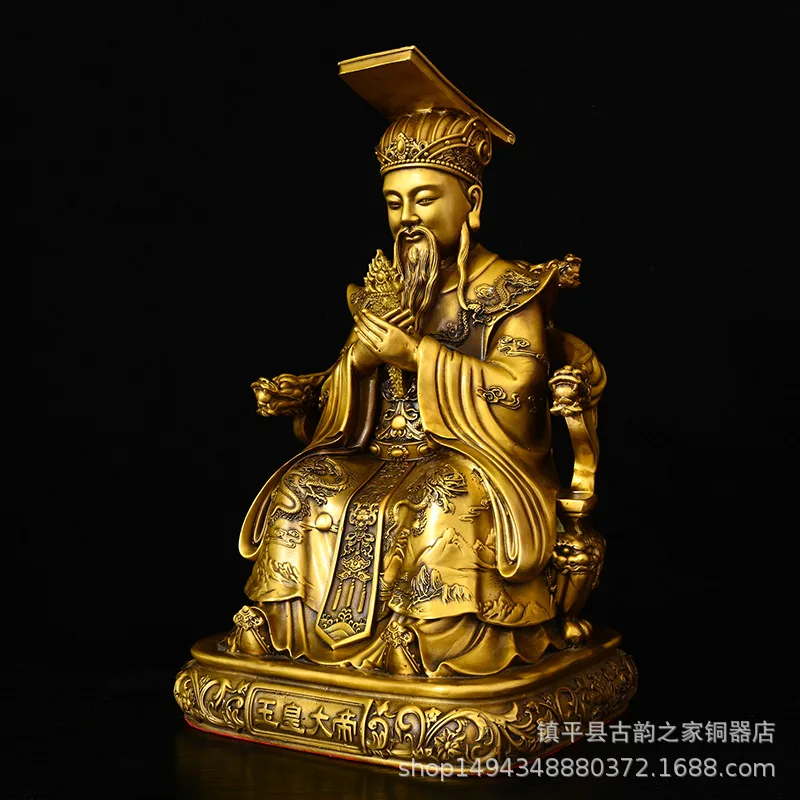 Statue Jade Emperor and Empress Brass Ornament Indoor Altar Worship Display Item height 33~54cm