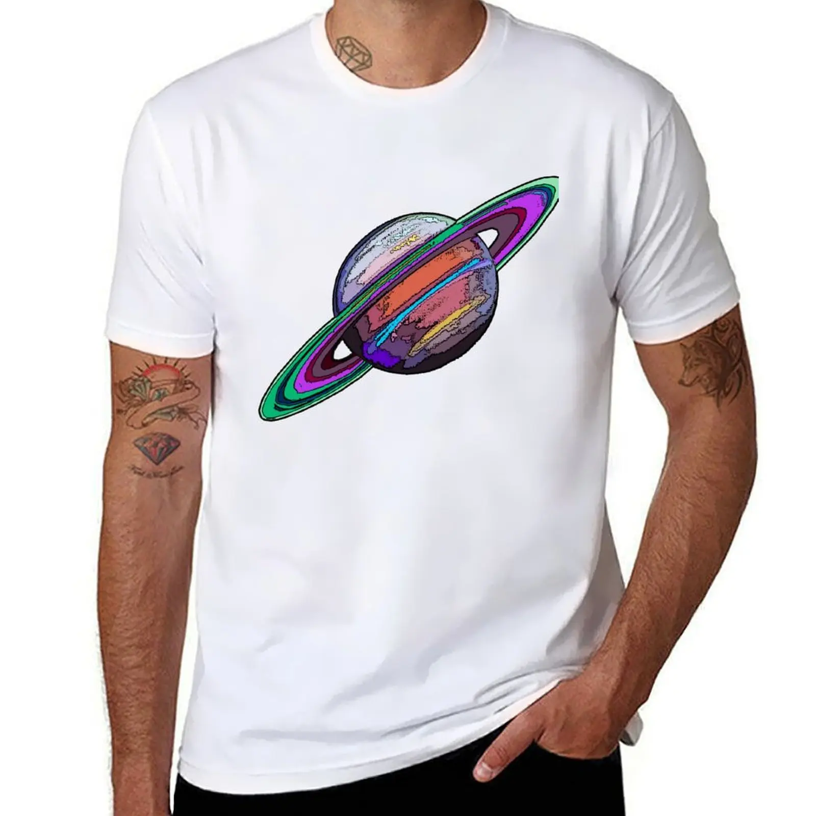 Saturn: The Ringed Planet T-Shirt essential t shirt t shirt men 100% cotton luxury brand funny t shirts dark humor T-Shirt