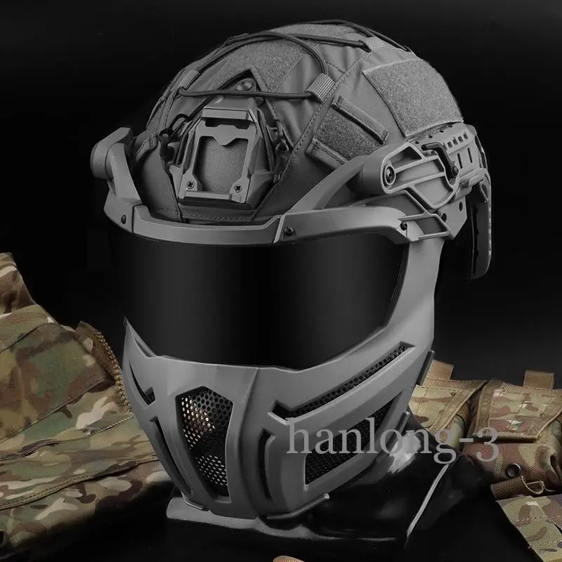 Full Protective Version Face Mask, Eye Protection Lens Helmet, Detachable Helmet, Outdoor Tactical Airsoft