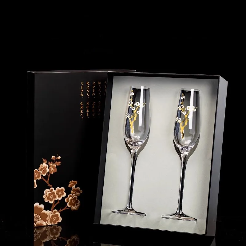 High End Crystal Diamond Red Wine Glass, Hand Carved, Champagne Glass, Household Glass Cup, Drinking Utensils, Gift Box