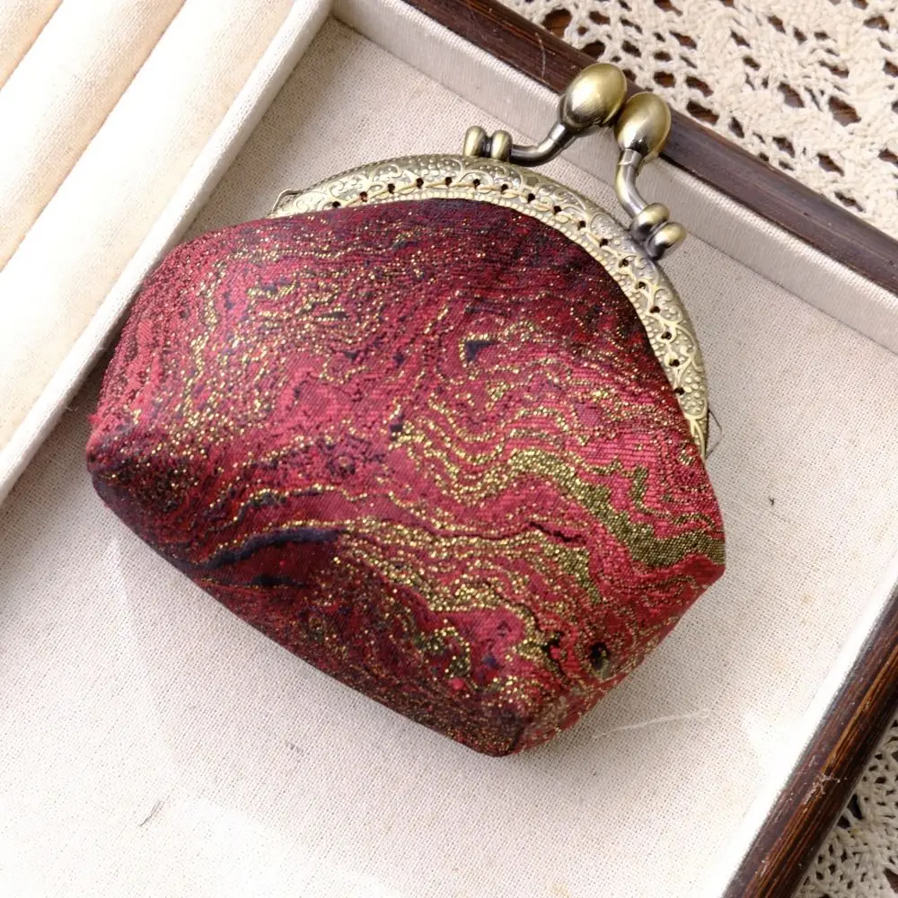Anti-lost Kiss Lock Coin Purse Thickened Portable Brocade Mini Pouch Chinese Style Polyester Embroidered Small Pocket