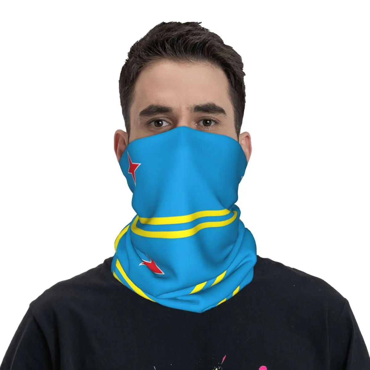 Bandeira de Aruba para Homens, Bandana Impressa, Gaiter Pescoço, Balaclava, Lenço Envoltório, Multifuncional, Ciclismo, Corrida, Adulto