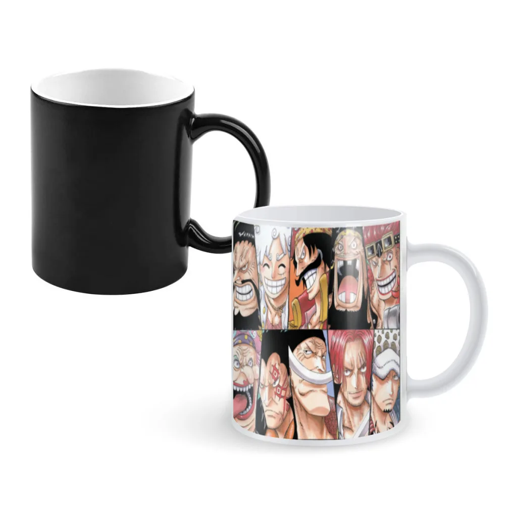 

ONE-PIECE-Anime-Mug Changing color 350ml Ceramic Coffee Mugs Magic Tea Cup best gift for your friends