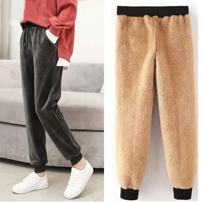 QNPQYX New Autumn Korea Harem Warm Pants Women's Thick Velvet Casual Pants Women Loose Winter Fashion Women Trousers M-3XL