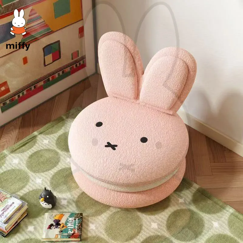 Kawaii Miffy Sofa Ins Korean Lamb Wool Small Stool Pulley Universal Wheel Small Stool Home Sofa Cute Small Stool