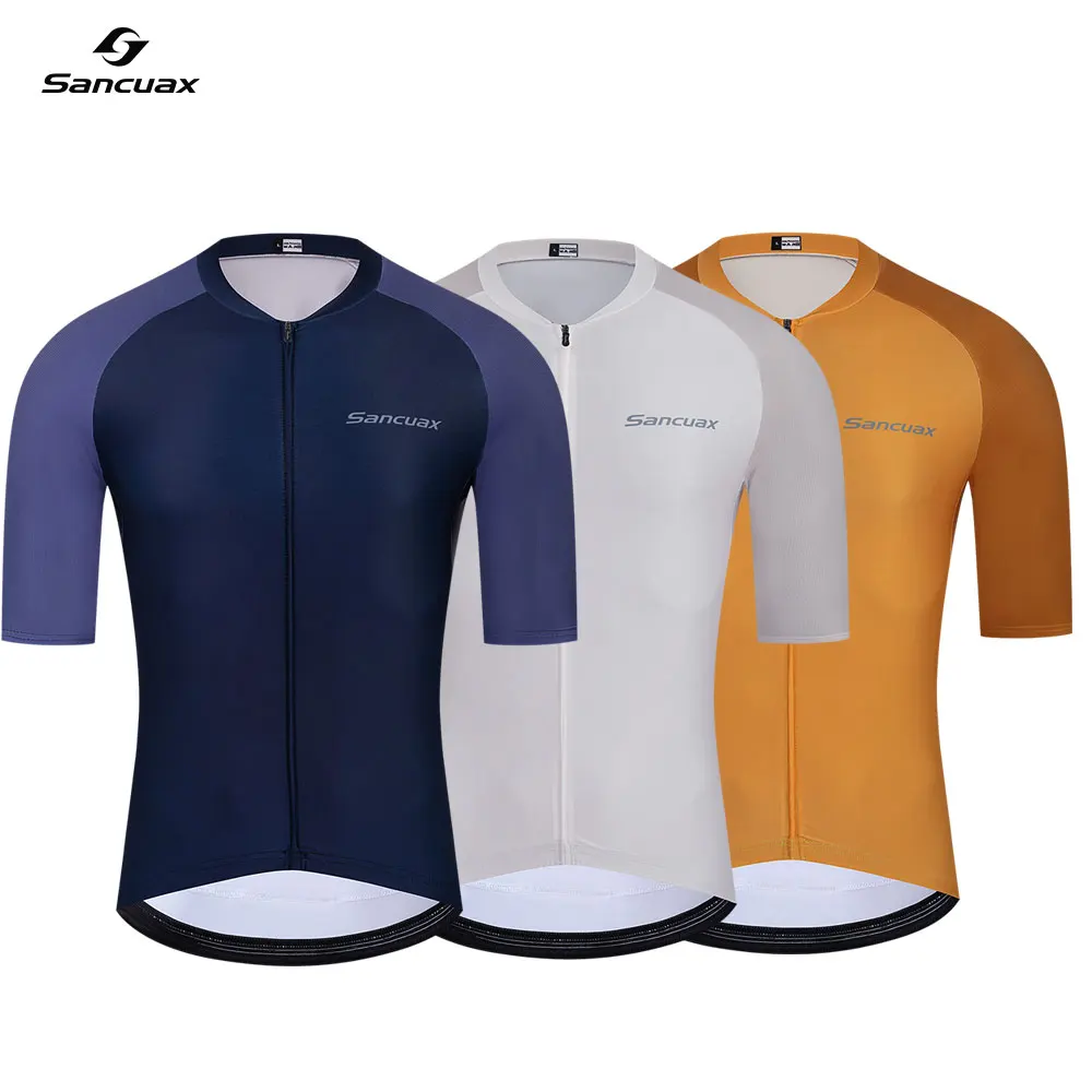 

SANCUAX Men's Cycling Jersey Summer Short Sleeve Road Bike Cycling Jersey Breathable Quick Drying Outdoor Sportswear for Cycling