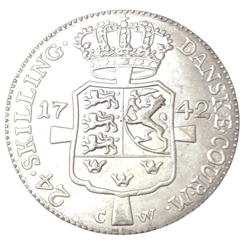 1742 Denmark 24 Skilling Dansk Silver Copy Coin