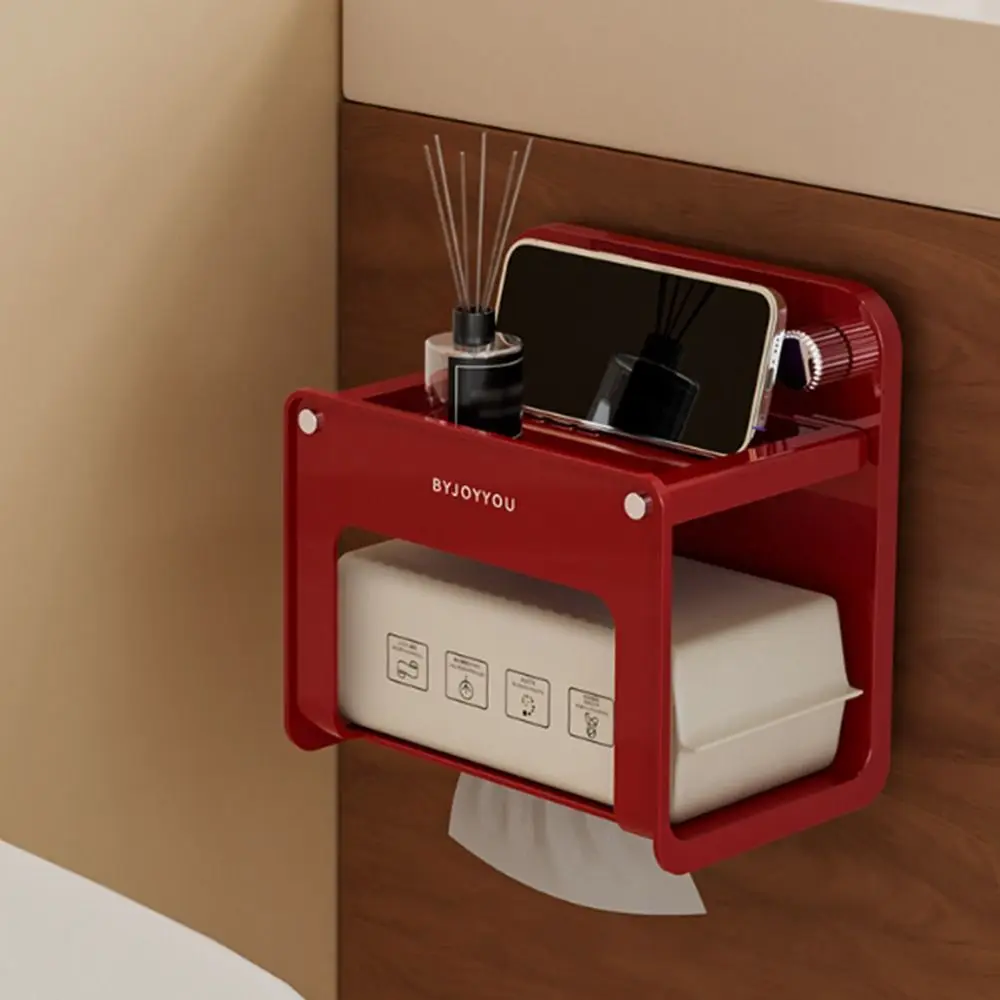 

Suction Cup Tissue Box Plastic Waterproof Wall Mounted Tissue Holder Durable Convenient Bathroom Storage Shelves Toilet