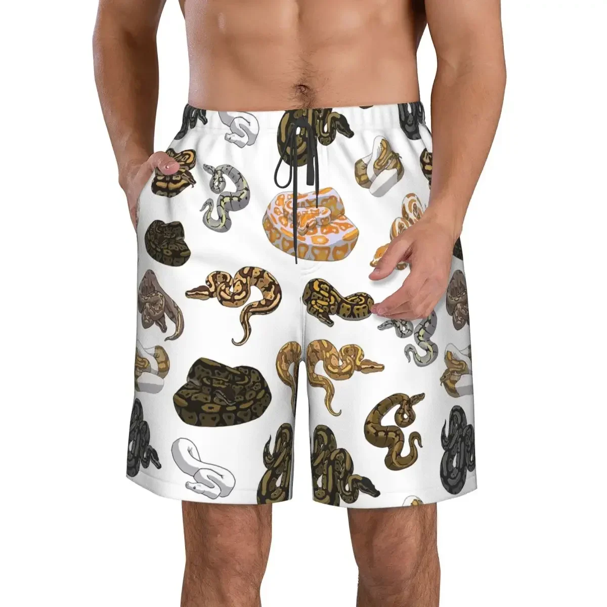 Ball Python Morph Snake Pattern Trunks Beach Board Shorts Casual Quick Dry Swim Summer Men Pants
