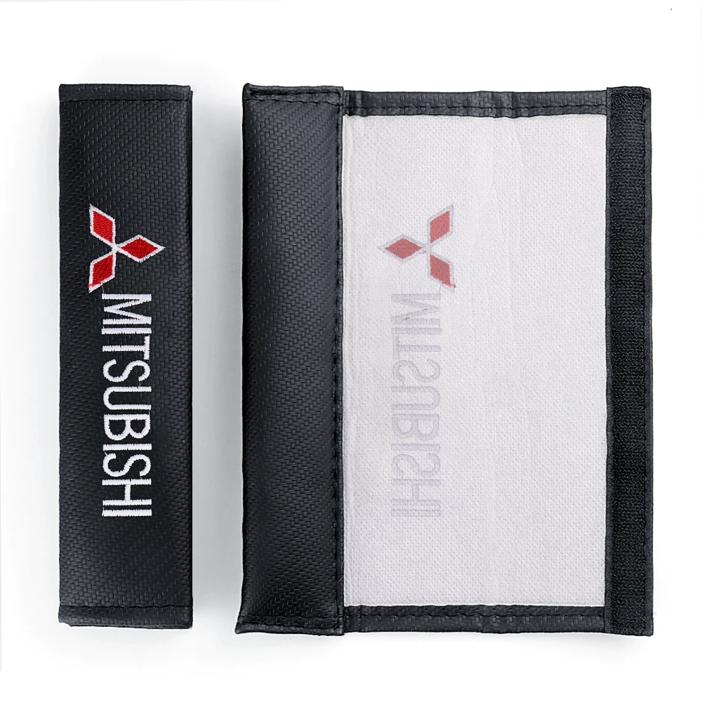 1/2pcs Car Seat Belt Cover Auto Carbon Fiber Safety Belts Shoulder Protection For Mitsubishi l200 Colt Evolution Mirage Cross