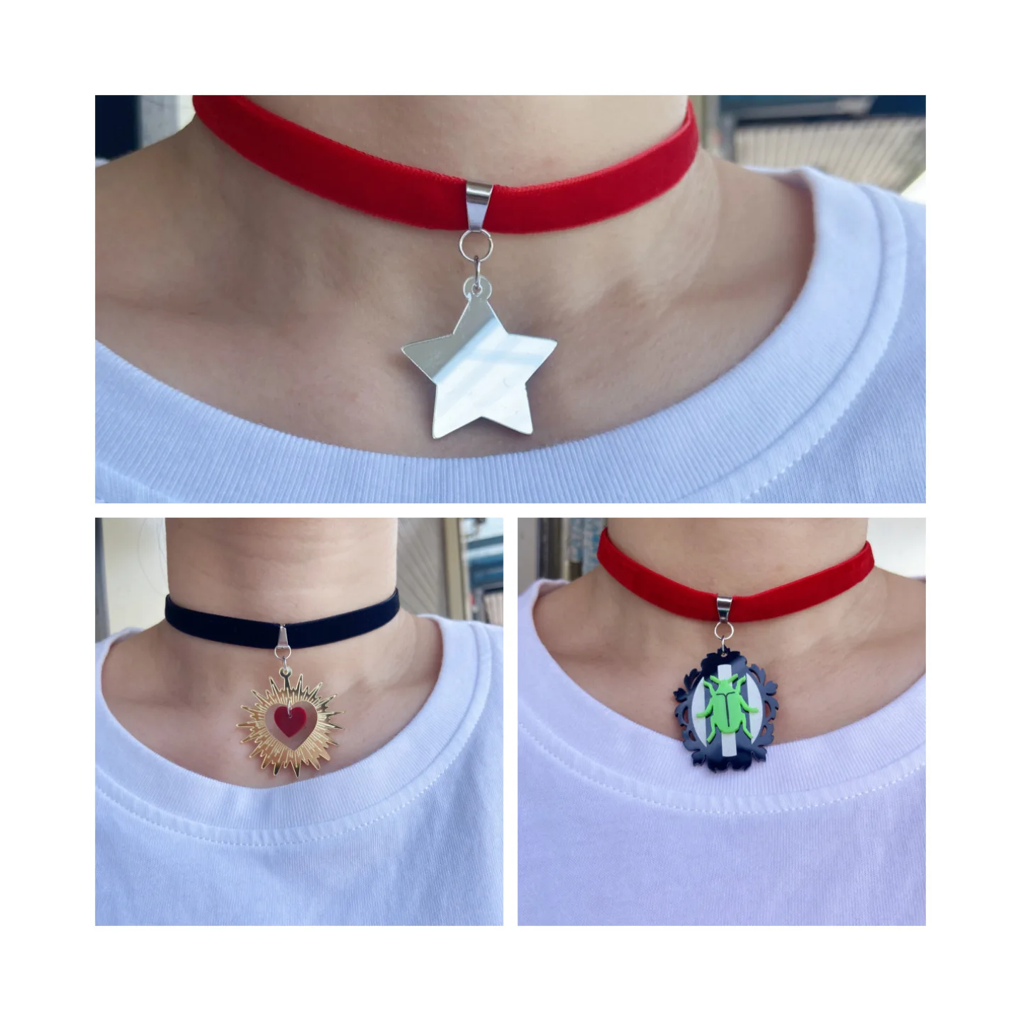 Choker velvet collarbone chain fashionable retro pentagram snowflake beetle bat heart skull collar necklace